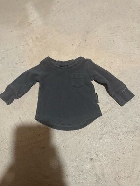 Little Bipsy Long-Sleeve Waffle Knit Top - Charcoal Gray